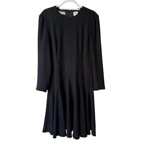 Liz Claiborne Classic Minimalist Black Long Sleeve Dress Size 12 Classic Work